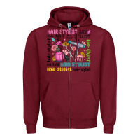Burgundy hair stylist typography Zipper Hoodie - MaliasSmallBusiness