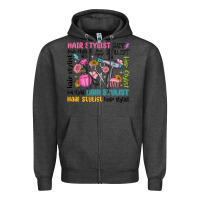 Charcoal Heather hair stylist typography Zipper Hoodie - MaliasSmallBusiness