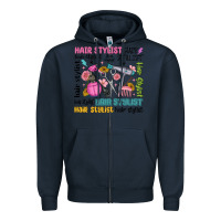 Navy hair stylist typography Zipper Hoodie - MaliasSmallBusiness