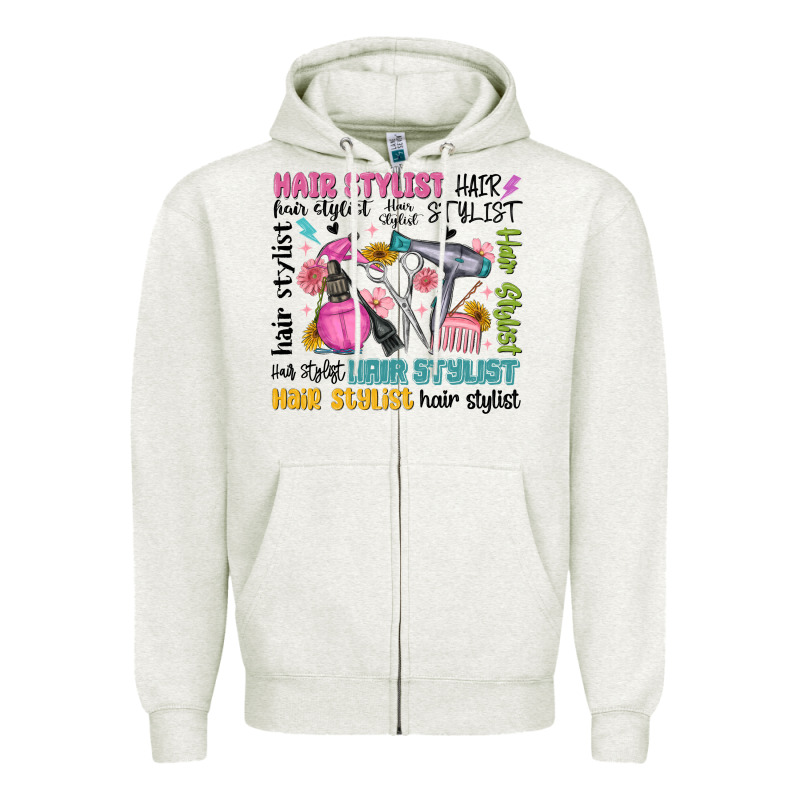 Hair Stylist Typography Zipper Hoodie by MaliasSmallBusiness | Teevron