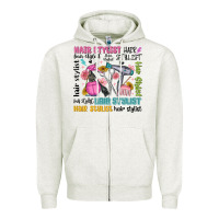 Oatmeal Heather hair stylist typography Zipper Hoodie - MaliasSmallBusiness