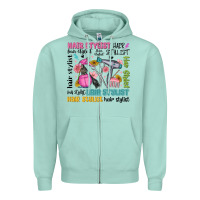 Seafoam hair stylist typography Zipper Hoodie - MaliasSmallBusiness