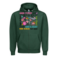 Sports Green hair stylist typography Zipper Hoodie - MaliasSmallBusiness