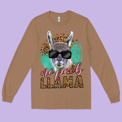 Western No Prob Llama Long Sleeve Tee Designed By Lillyallendesigns