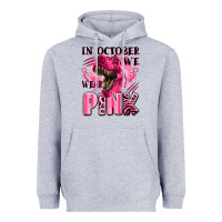 Heather Grey in october we wear pink dinosaur Heavyweight Hoodie - LillyAllenDesigns
