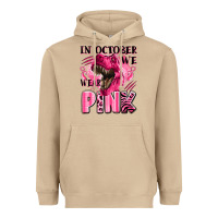 Mushroom in october we wear pink dinosaur Heavyweight Hoodie - LillyAllenDesigns