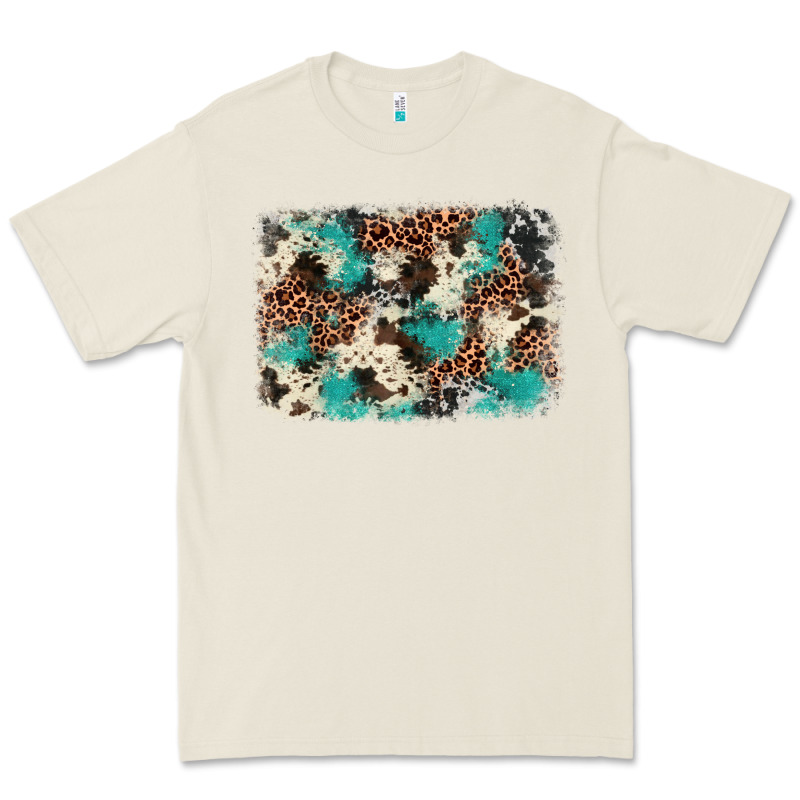 Turquoise Glitter Cowhide Background Premium Tee by BarkalooDesign | Teevron