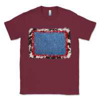 Burgundy cowhide bandana denim background Classic Tee - AdoDesignShop