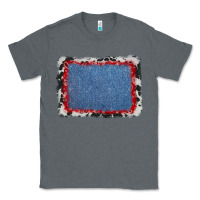 Charcoal Heather cowhide bandana denim background Classic Tee - AdoDesignShop