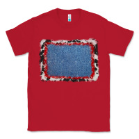 Red cowhide bandana denim background Classic Tee - AdoDesignShop