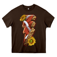 Chocolate Brown sport football  lightning bolt Heavy Core Tee - texasbilliewilder