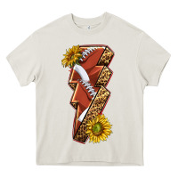 Cream sport football  lightning bolt Heavy Core Tee - texasbilliewilder