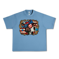 Pebble Blue 4th of july cow Urban Heavy Tee - Jasminsmagicworld