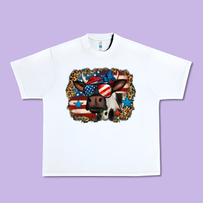 4th Of July Cow Urban Heavy Tee Designed By Jasminsmagicworld