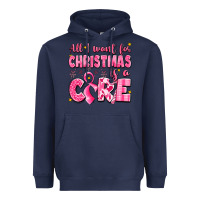 Navy all i want for christmas is a cure breast cancer Heavyweight Hoodie - LillyAllenDesigns