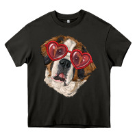 Asphalt Saint bernard with love glasses Heavy Core Tee - RanaPortraitStore