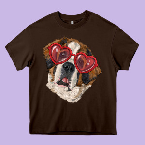 Saint Bernard With Love Glasses Heavy Core Tee Designed By Ranaportraitstore