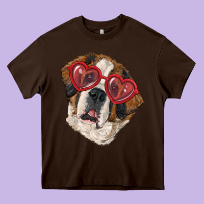 Heavy Core Tee Saint bernard with love glasses