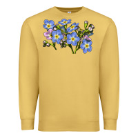 Antique Gold Forget Me Not Flower Illustrations Premium Sweatshirt - LillyAllenDesigns