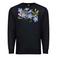 Black Forget Me Not Flower Illustrations Premium Sweatshirt - LillyAllenDesigns