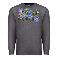 Charcoal Heather Forget Me Not Flower Illustrations Premium Sweatshirt - LillyAllenDesigns