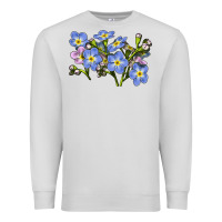 Dove Grey Forget Me Not Flower Illustrations Premium Sweatshirt - LillyAllenDesigns