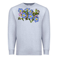 Heather Grey Forget Me Not Flower Illustrations Premium Sweatshirt - LillyAllenDesigns