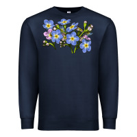 Navy Forget Me Not Flower Illustrations Premium Sweatshirt - LillyAllenDesigns
