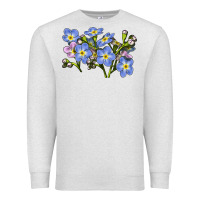 Oatmeal Heather Forget Me Not Flower Illustrations Premium Sweatshirt - LillyAllenDesigns