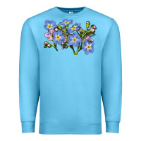 Ocean Blue Forget Me Not Flower Illustrations Premium Sweatshirt - LillyAllenDesigns