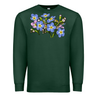 Sports Green Forget Me Not Flower Illustrations Premium Sweatshirt - LillyAllenDesigns