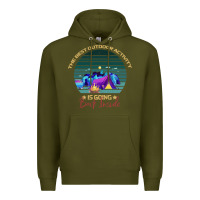 Army Green camping The Best Outdoor Activity Is Going Back Inside Premium Hoodie - Bettercallsaul