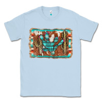 Dusty Blue cactus cowhide serape Classic Tee - AdoDesignShop