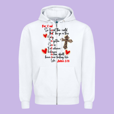 For God So Loved The World Zipper Hoodie Designed By Maliassmallbusiness