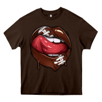 Chocolate Brown sports lips american football Heavy Core Tee - texasbilliewilder