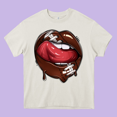 Sports Lips American Football Heavy Core Tee Designed By Texasbilliewilder