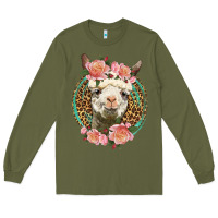 Army Green western llama and roses Long Sleeve Tee - LillyAllenDesigns