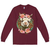 Burgundy western llama and roses Long Sleeve Tee - LillyAllenDesigns