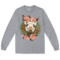 Heather Grey western llama and roses Long Sleeve Tee - LillyAllenDesigns