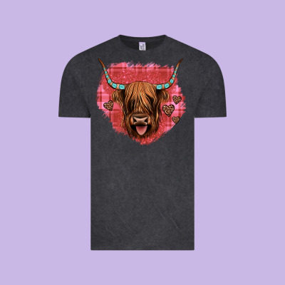 Highland Cow Valentines Vintage Tee Designed By Jahusdesignshop