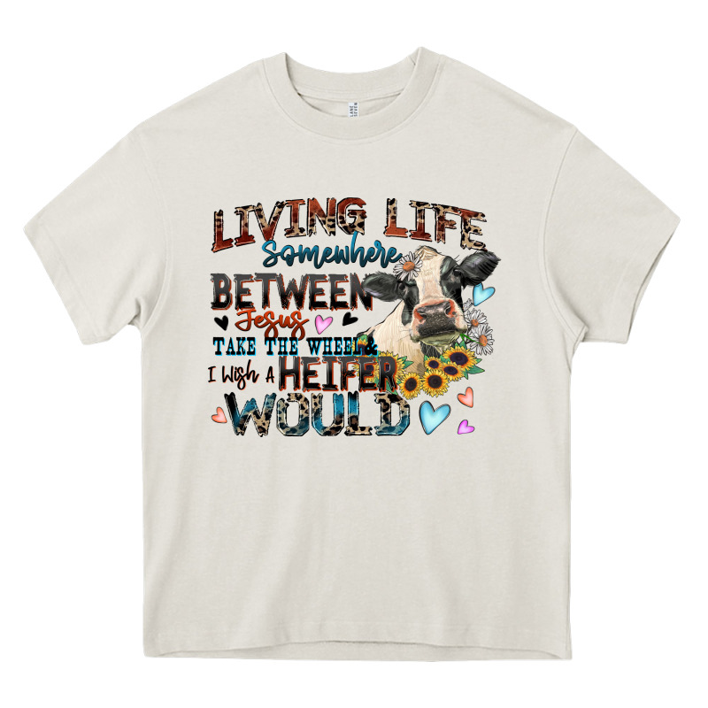 Living Life Somewhere Between Jesus Take The Wheel Heavy Core Tee by Zillion Design Studio | Teevron