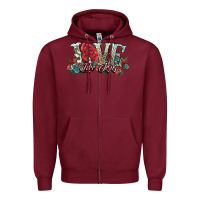 Burgundy love like jesus roses Zipper Hoodie - NancyCooperArtShop
