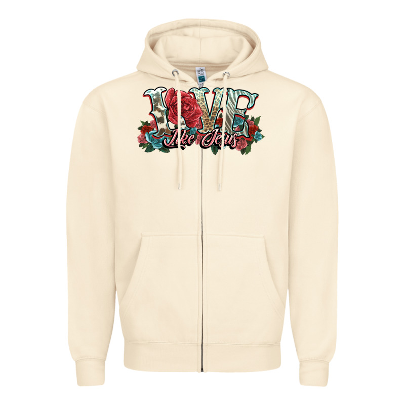 Love Like Jesus Roses Zipper Hoodie by NancyCooperArtShop | Teevron