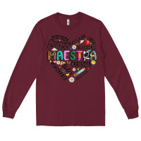 Burgundy retro maestra word Long Sleeve Tee - JahusDesignShop