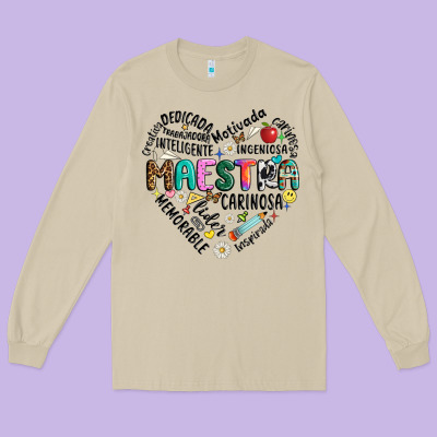 Retro Maestra Word Long Sleeve Tee Designed By Jahusdesignshop