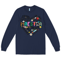 Navy retro maestra word Long Sleeve Tee - JahusDesignShop
