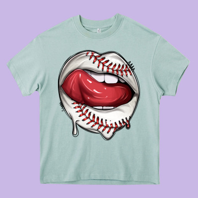 Sports Lips Baseball Heavy Core Tee Designed By Texasbilliewilder