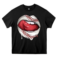 Black sports lips baseball Heavy Core Tee - texasbilliewilder