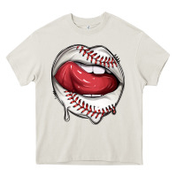 Cream sports lips baseball Heavy Core Tee - texasbilliewilder