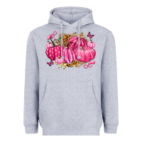 Heather Grey breast cancer awareness pink pumpkins Heavyweight Hoodie - LillyAllenDesigns